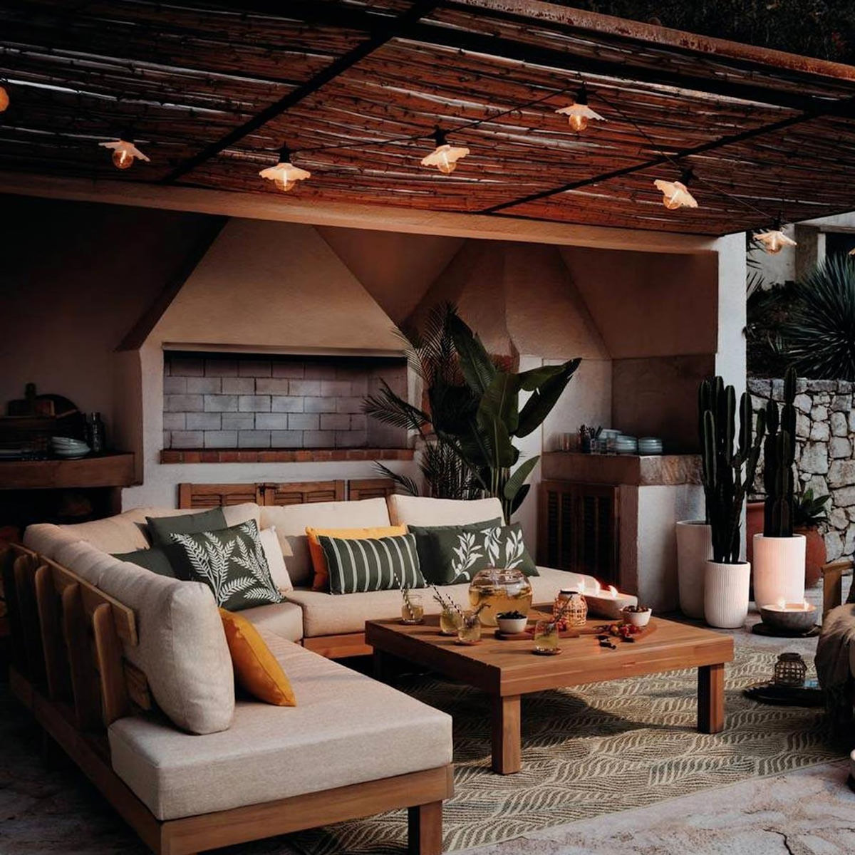 ATMOSPHERA MANQUE VISUEL / Guirlande Extérieur Solaire  Edda  660cm Beige