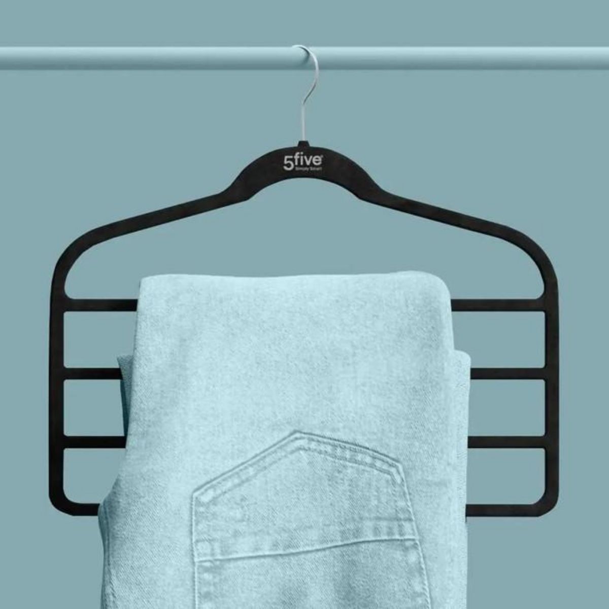 FIVE Lot de 2 Cintres Feutrine  4 Pantalons  45cm Noir