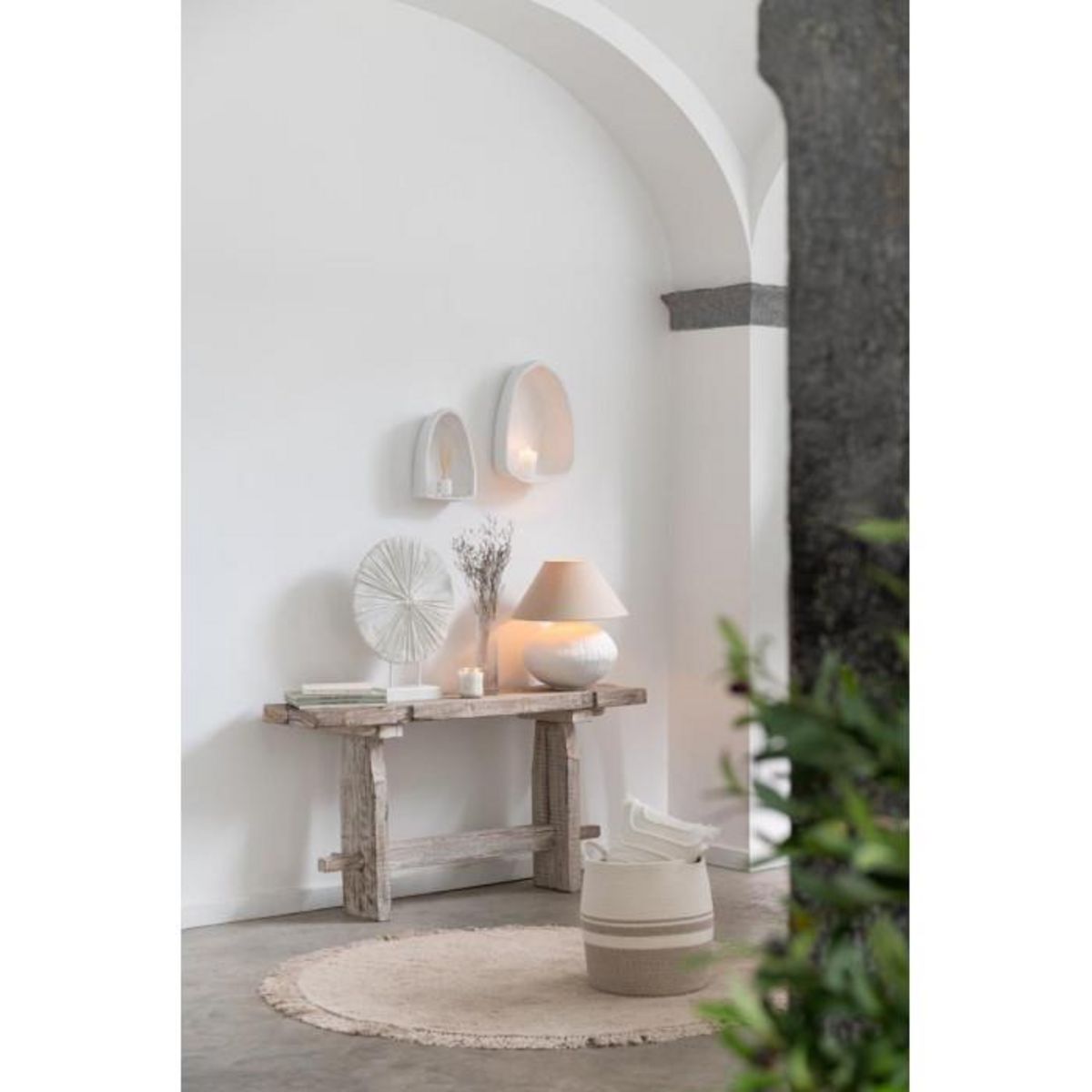 Paris Prix Lampe à Poser Papier Mâché  Bali Bliss  52cm Blanc