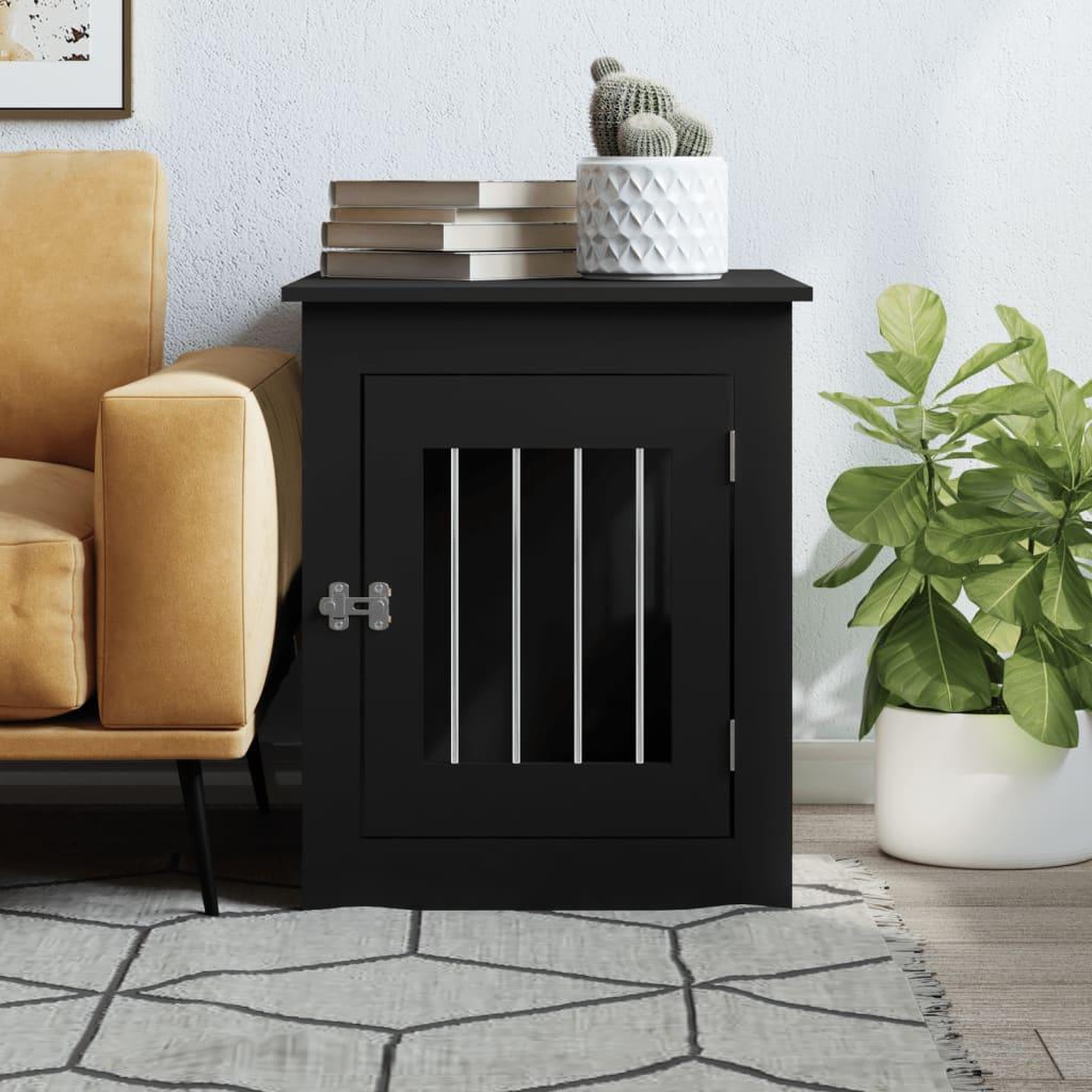 Voir la diapositive 3 : VIDAXL Meuble de cage pour chiens noir 55x75x65 cm bois d'ingenierie