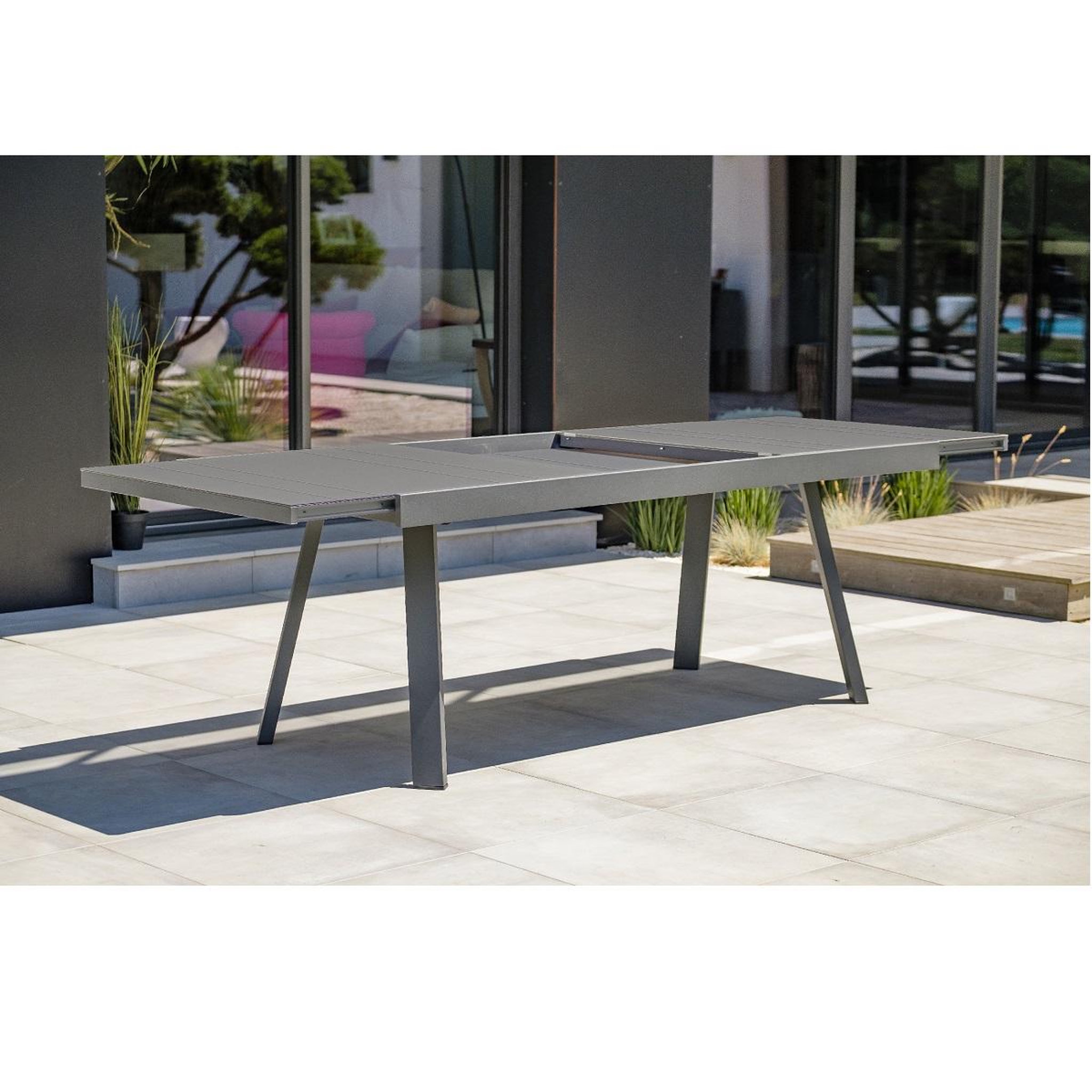 Voir la diapositive 2 : DCB GARDEN Salon de jardin - 8 places - Aluminium - Anthracite - STOCKHOLM