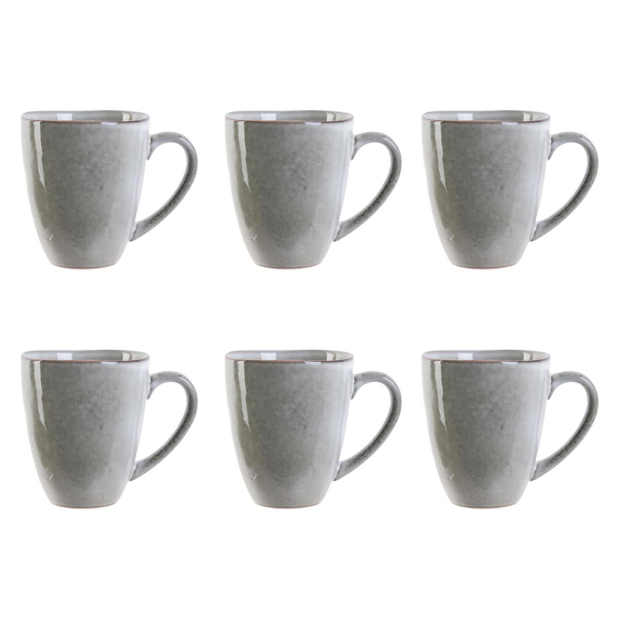 The Home Deco Factory Lot de 6 mugs  au grès du temps  12cm gris