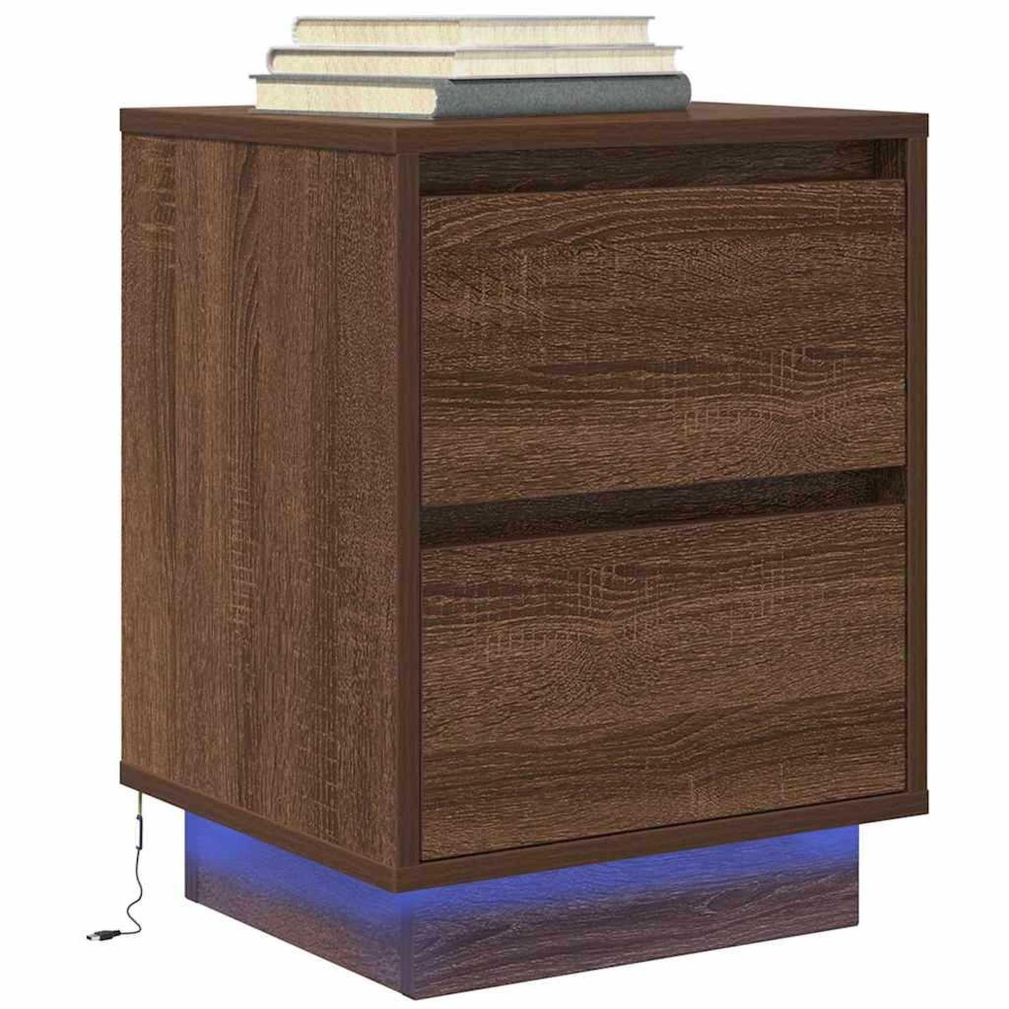 VIDAXL Table de chevet avec lumieres LED chene marron 38x34x50 cm