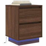 VIDAXL Table de chevet avec lumieres LED chene marron 38x34x50 cm