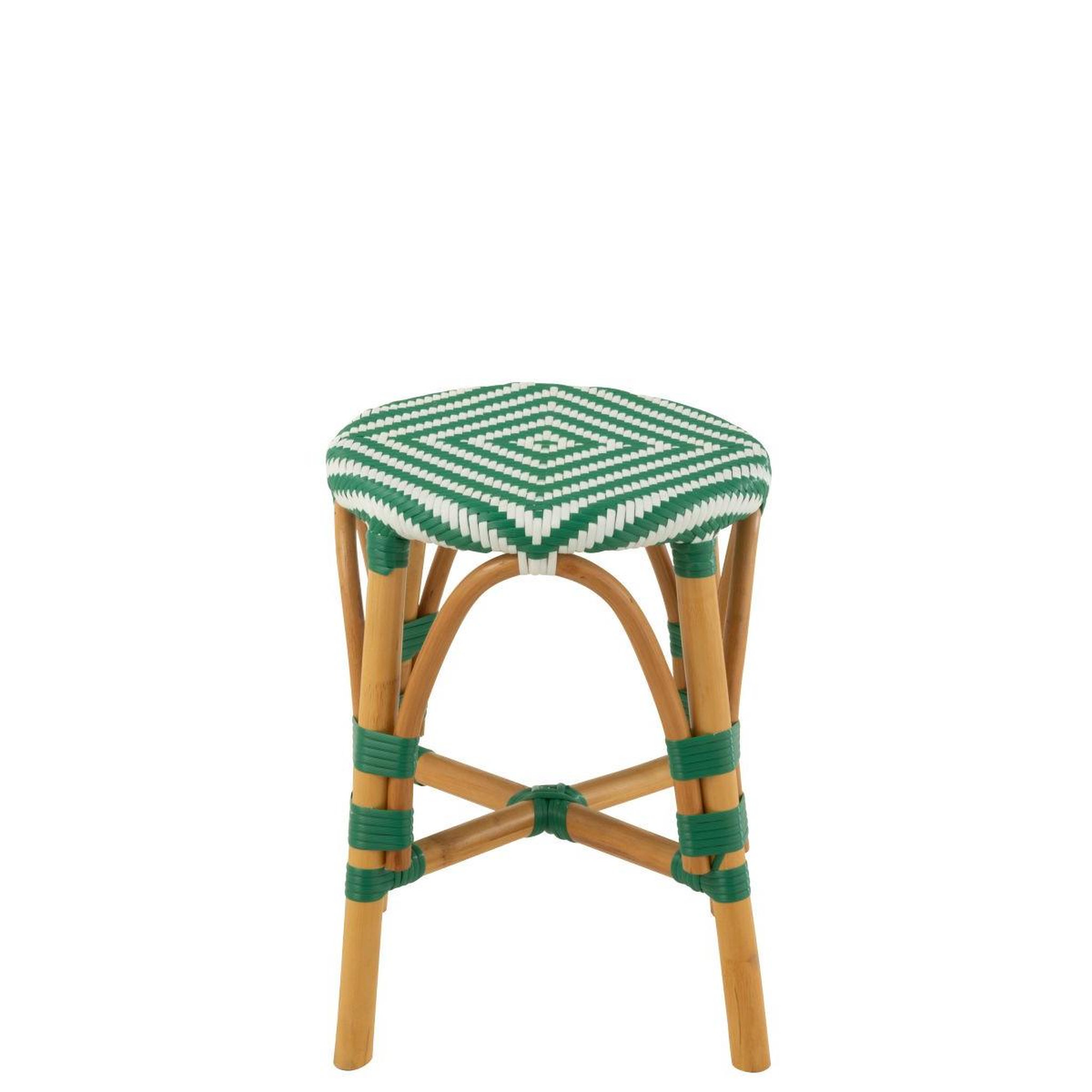 Voir la diapositive 2 : J-LINE Tabouret en rotin  danial  44cm vert foncé
