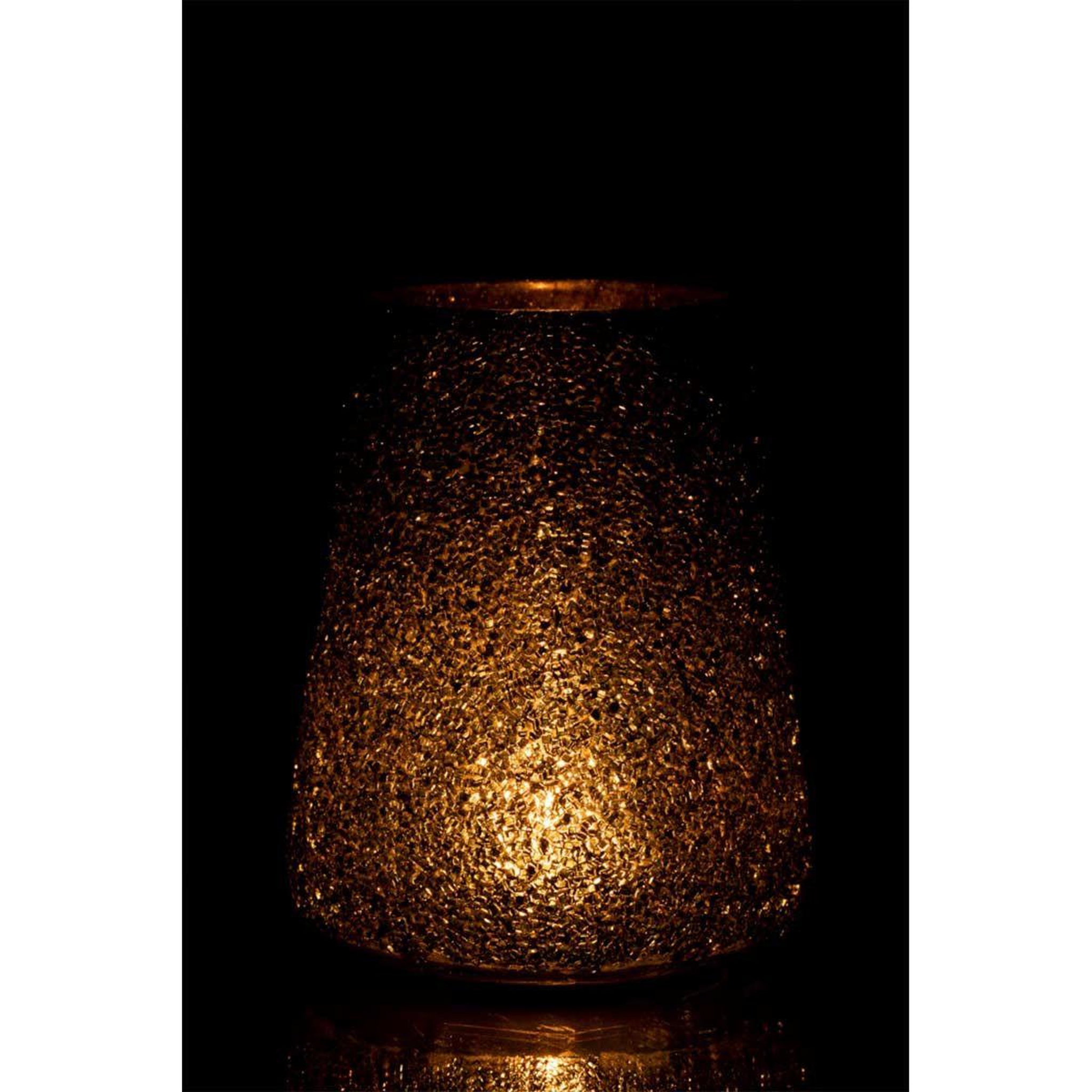 Voir la diapositive 3 : J-LINE Photophore en Verre  Paillettes  23cm Vert