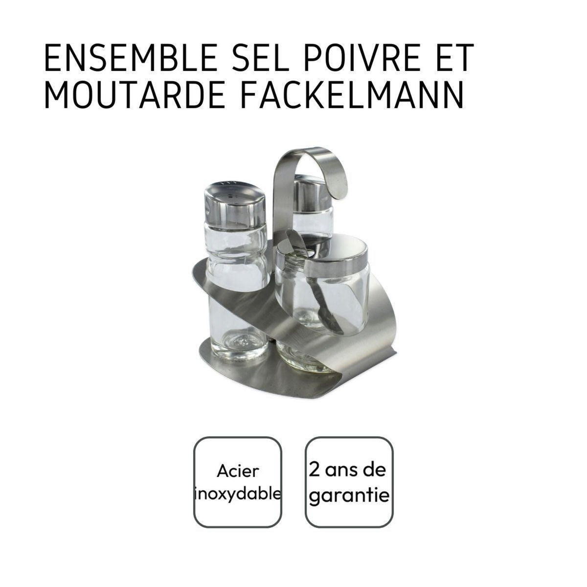 Fackelmann Ensemble pour moutarde, sel et poivre Fackelmann