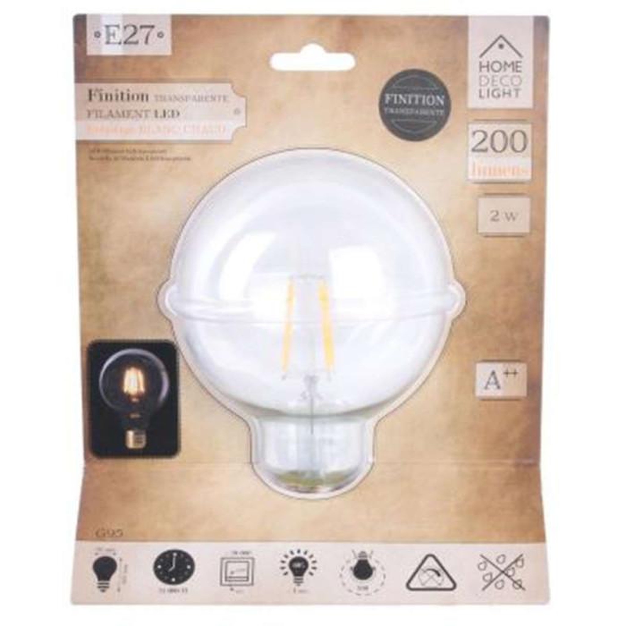 Voir la diapositive 2 : Paris Prix Ampoule G95 Filaments LED  Droit  2W Transparent