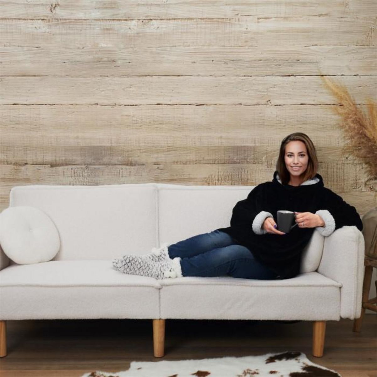 Paris Prix Sweat à Capuche  Sherpa  85x118cm Noir