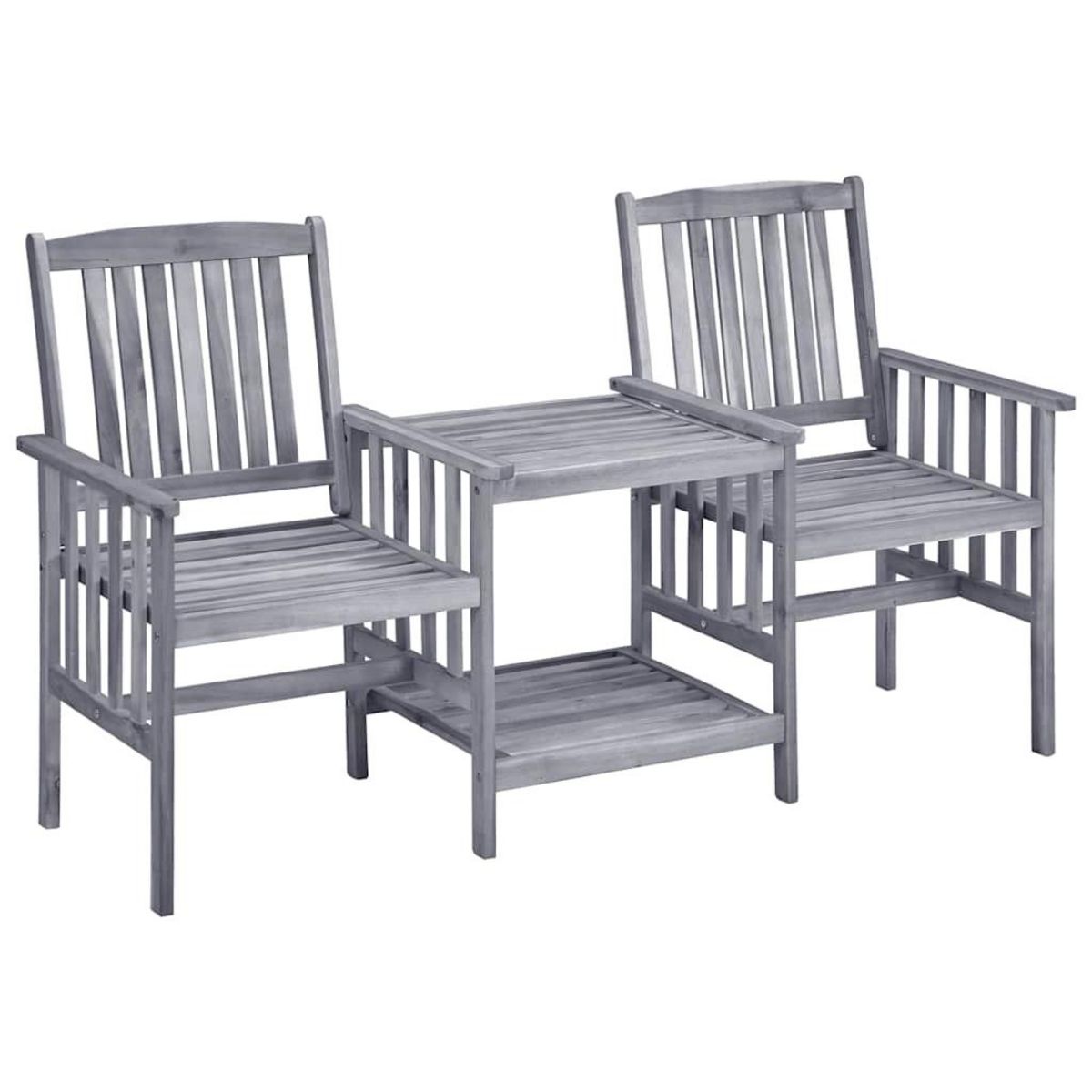 VIDAXL Chaises de jardin avec table a the et coussins Acacia solide
