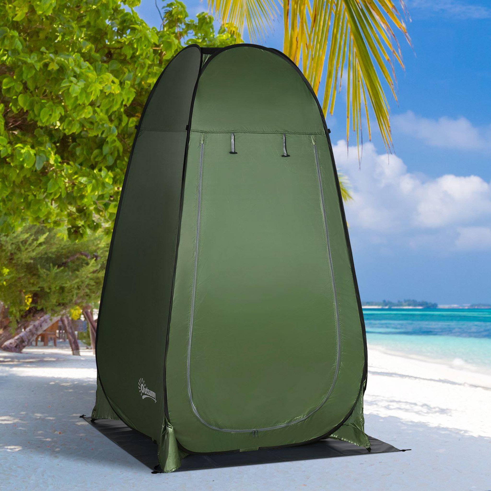 Voir la diapositive 2 : OUTSUNNY Tente de douche pliable pop-up automatique instantanée cabinet de changement camping polyester vert