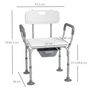 Voir la diapositive 3 : HOMCOM Chaise de douche chaise percée 2 en 1 - hauteur réglable, antidépante - seau de toilette, accoudoirs - alu HDPE blanc