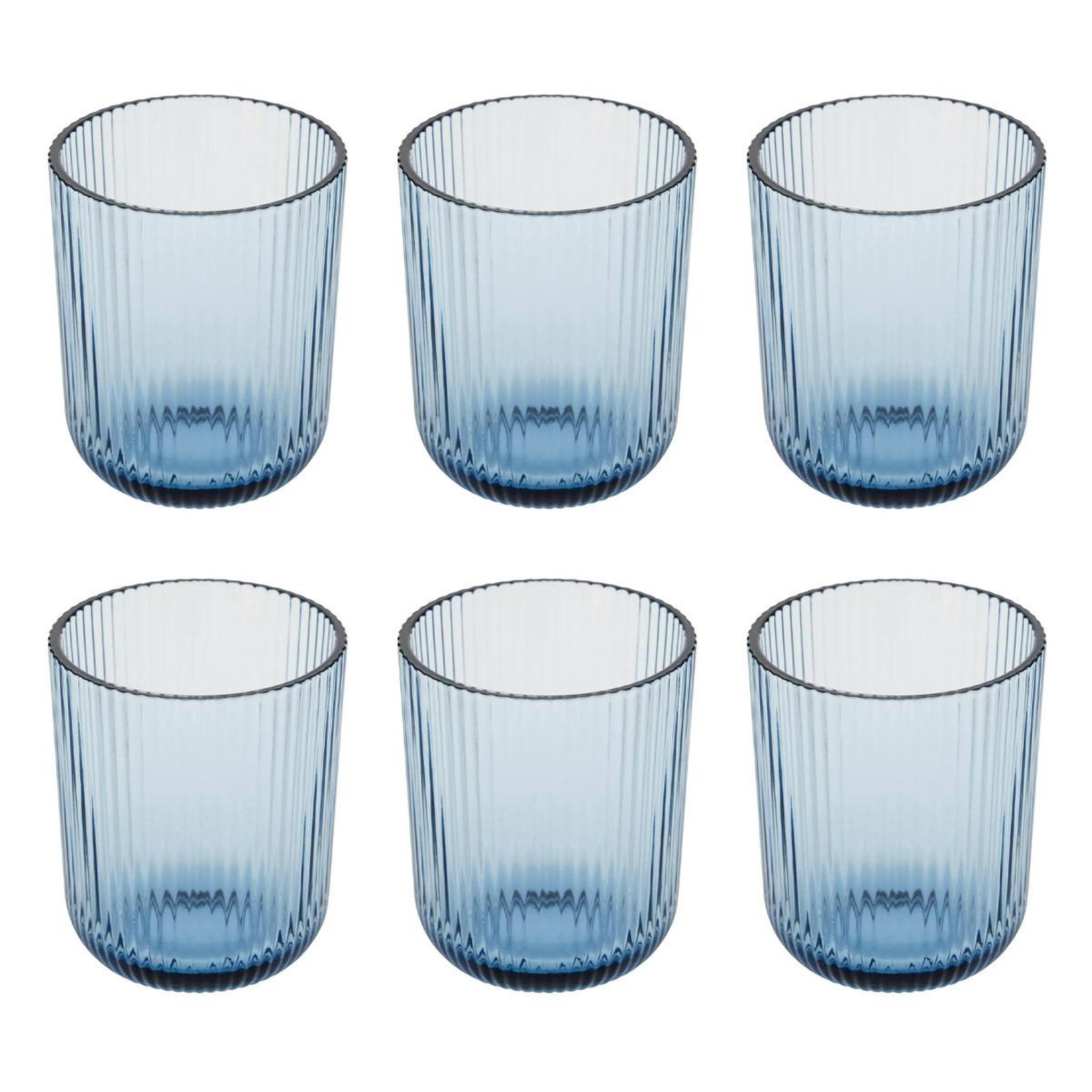 SECRET DE GOURMET Lot de 6 Gobelets Bas Strie  Ema  25cl Bleu
