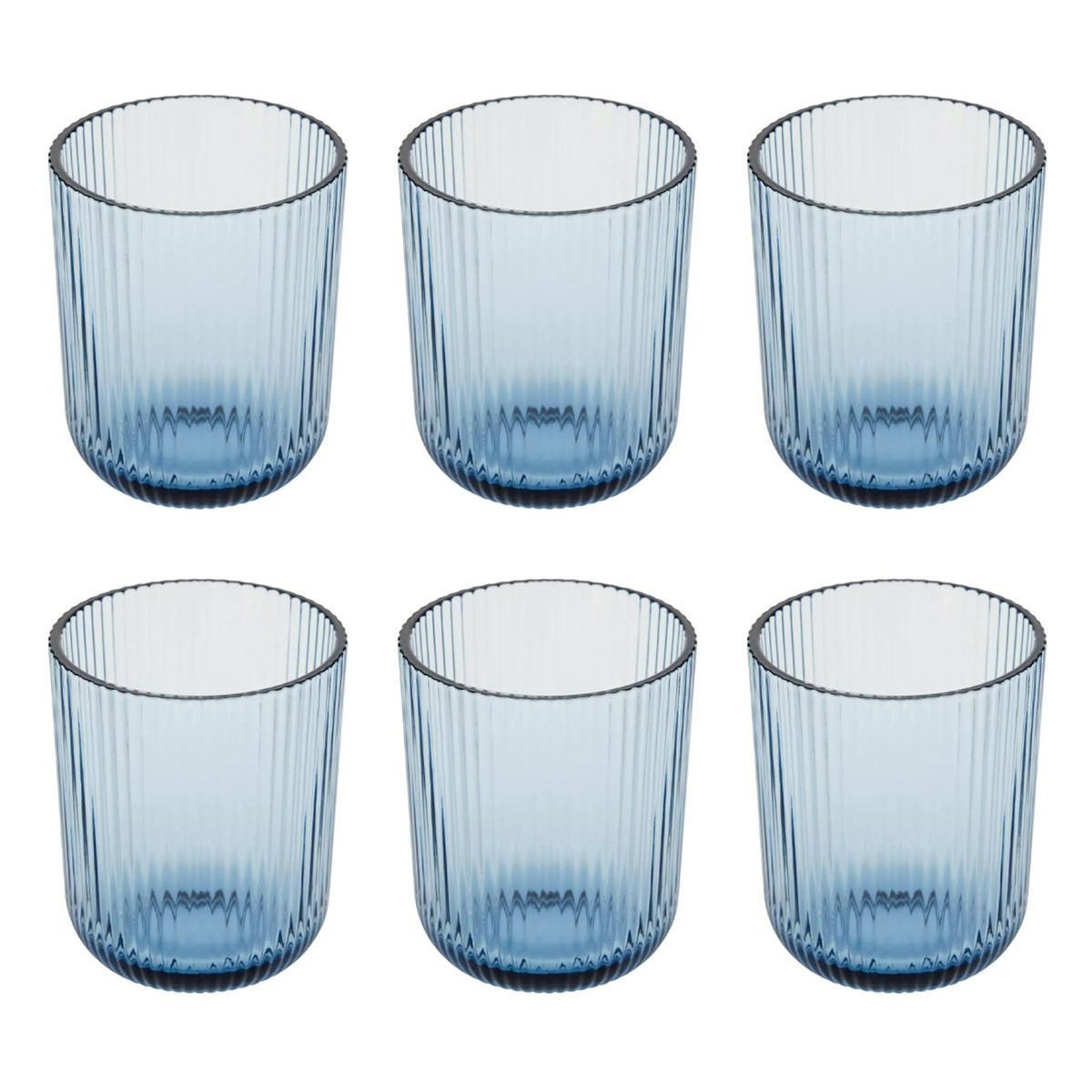 SECRET DE GOURMET Lot de 6 Gobelets Bas Strie  Ema  25cl Bleu