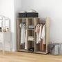 Voir la diapositive 2 : HOMCOM Armoire penderie meuble de rangement mobile 6 roulettes 120L x 40l x 128H cm panneaux de particules aspect bois chêne