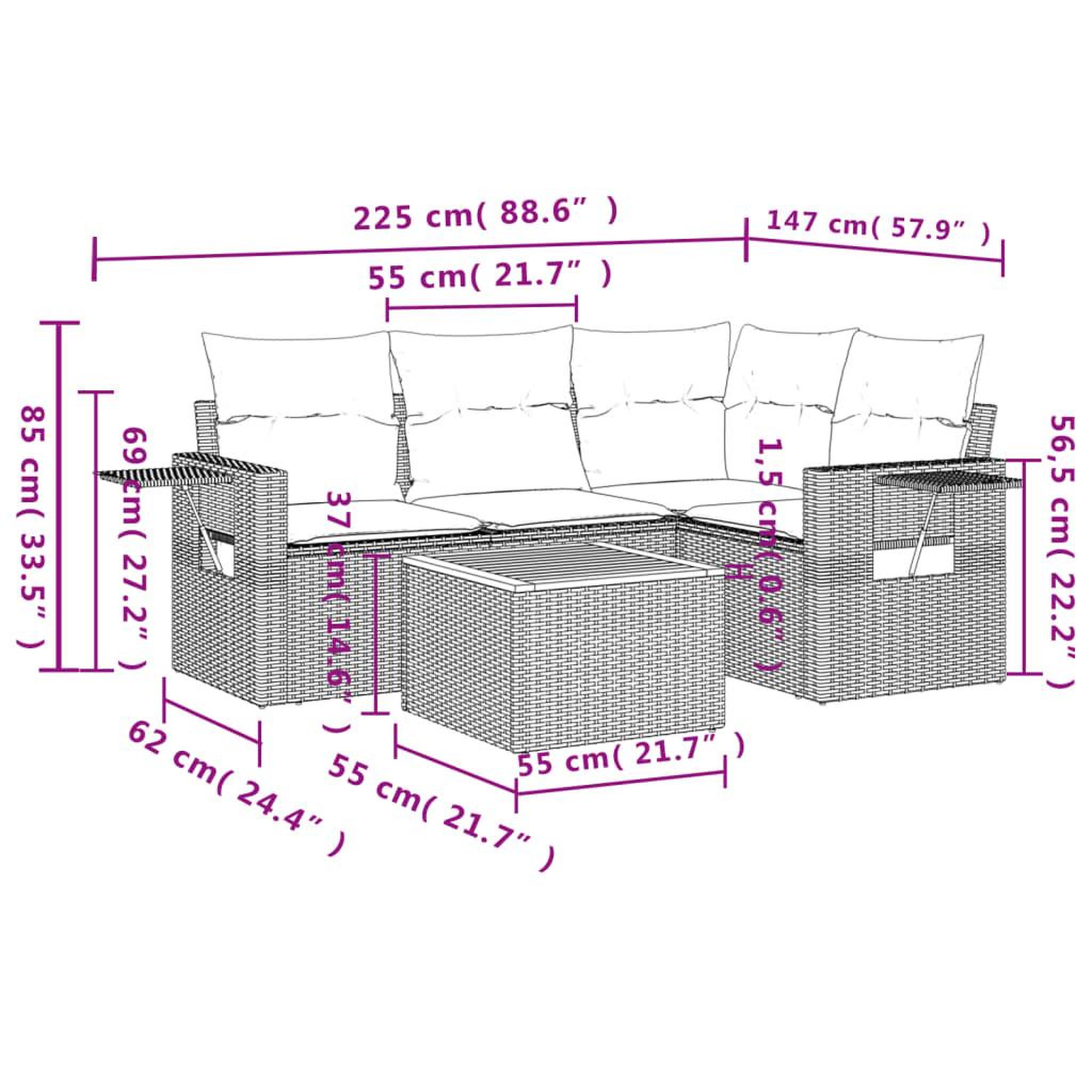 Voir la diapositive 6 : VIDAXL Salon de jardin avec coussins 13 pcs noir resine tressee