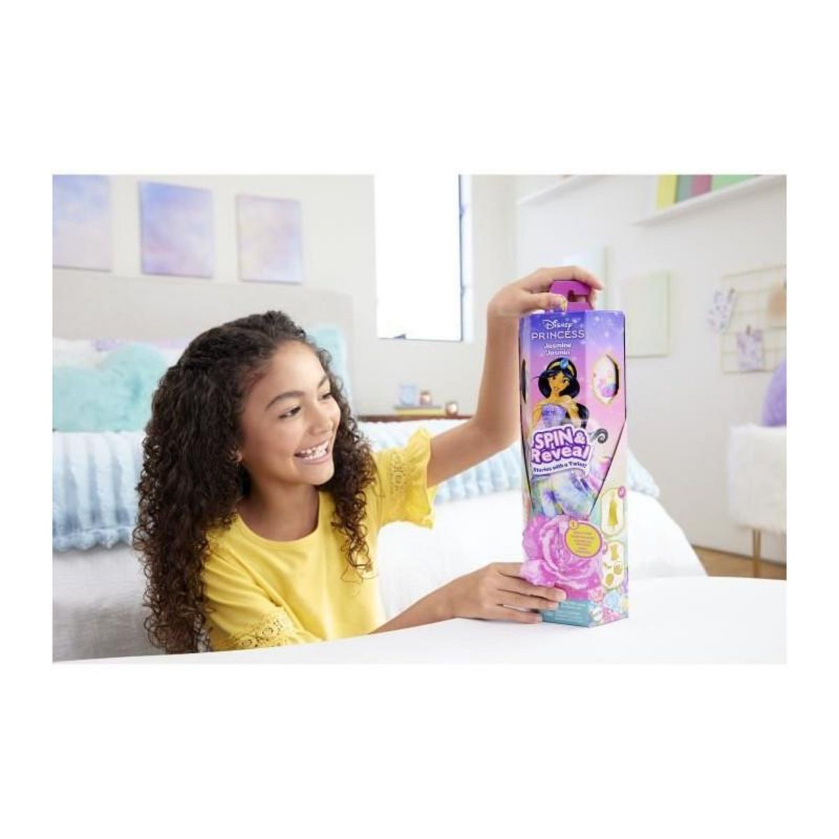 DISNEY PRINCESS Disney-Spin & Reveal-Poupée Jasmine avec accessoires et 11 surprises HXC23
