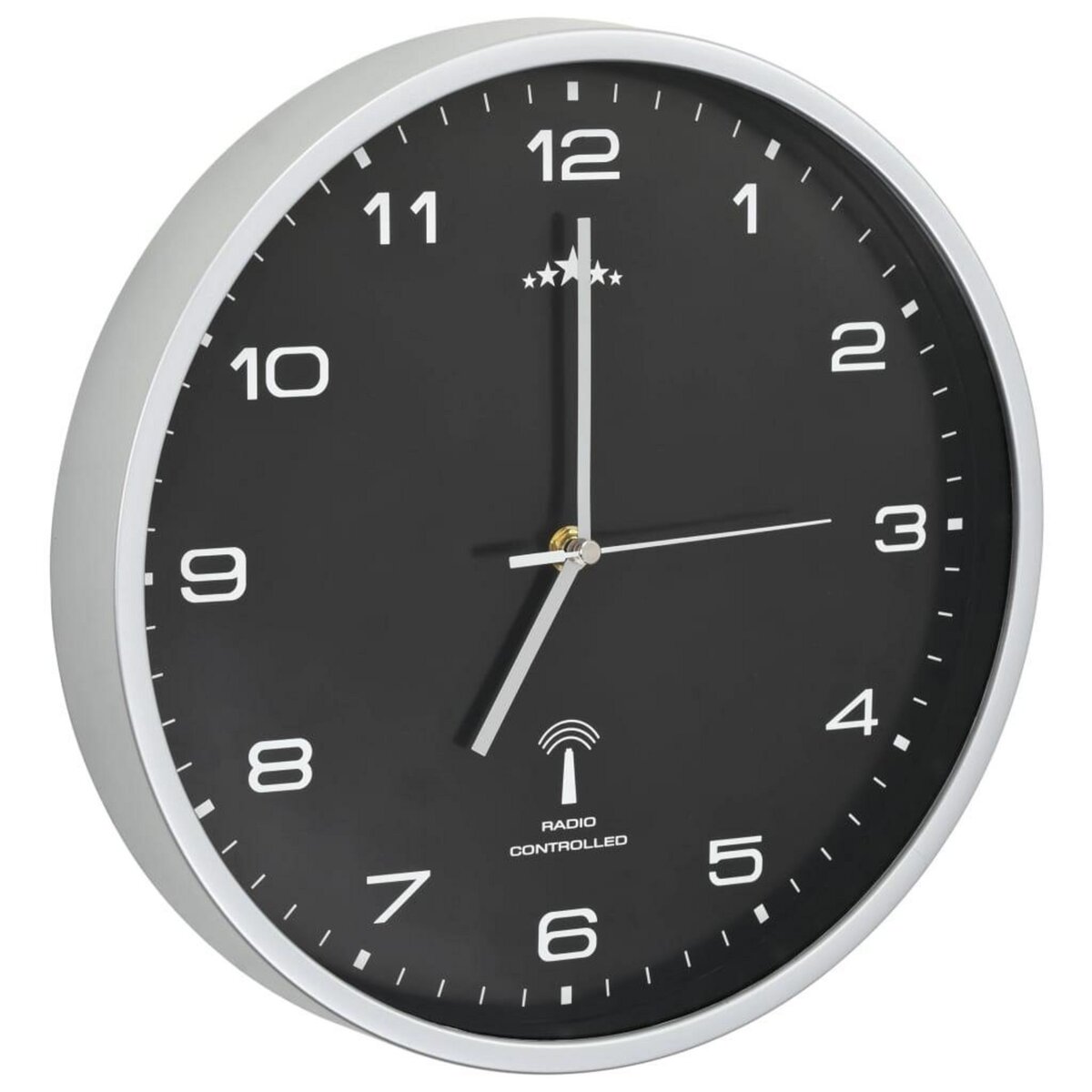 VIDAXL Horloge murale radioguidee avec mouvement a quartz 31 cm Noir
