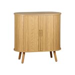 SWEEEK Buffet portes 2 coulissantes avec étagère. effet bois rainuré. buffet bas. L 80 x P 40 x H 80cm