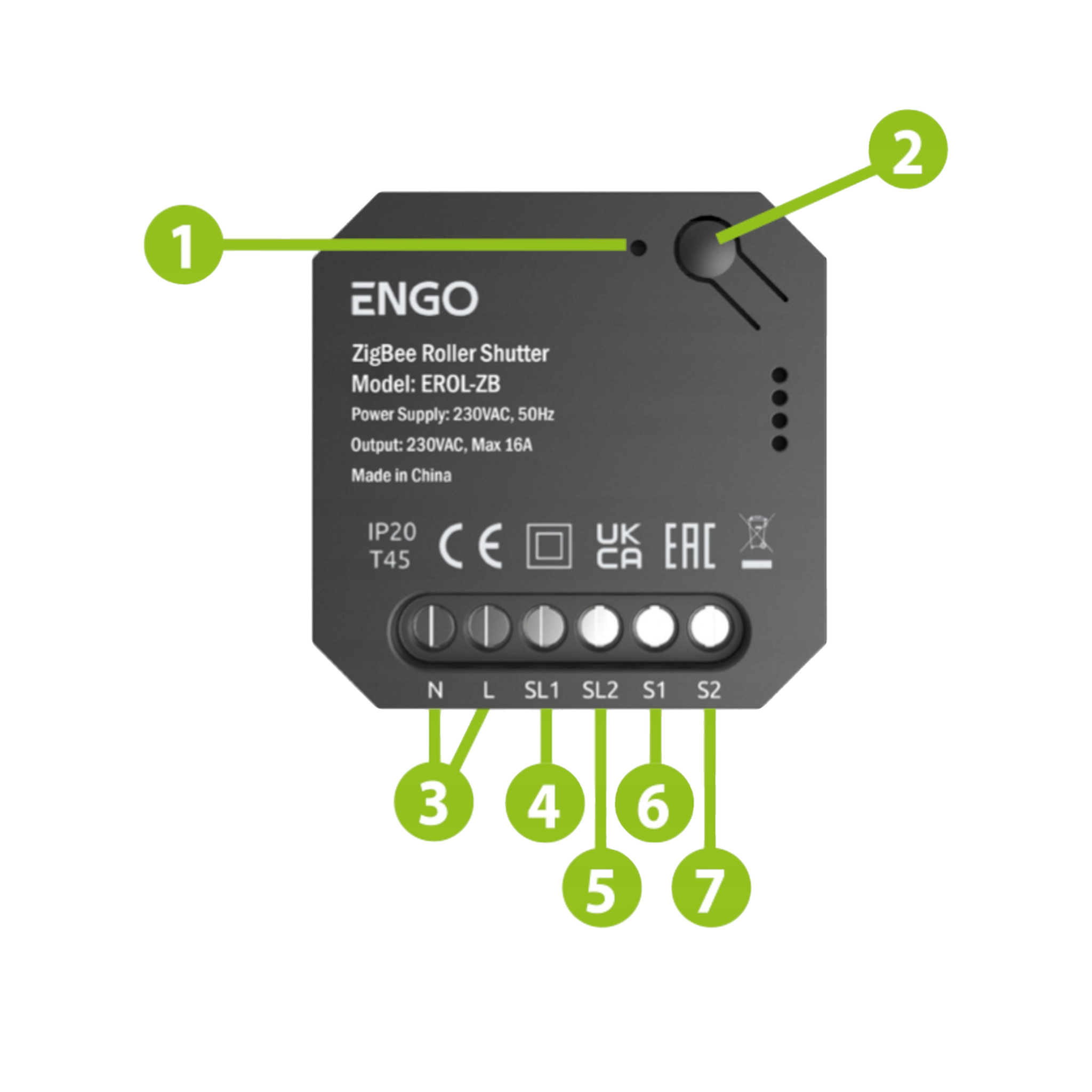 Voir la diapositive 2 : Sanitas Contrôleur de volet roulant Sanitas erol-zb ZigBee 16A