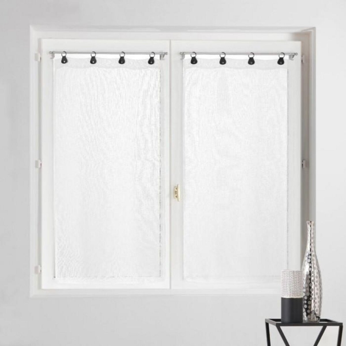 Paris Prix Paire de Voilages à Anneaux  Linka  60x120cm Blanc