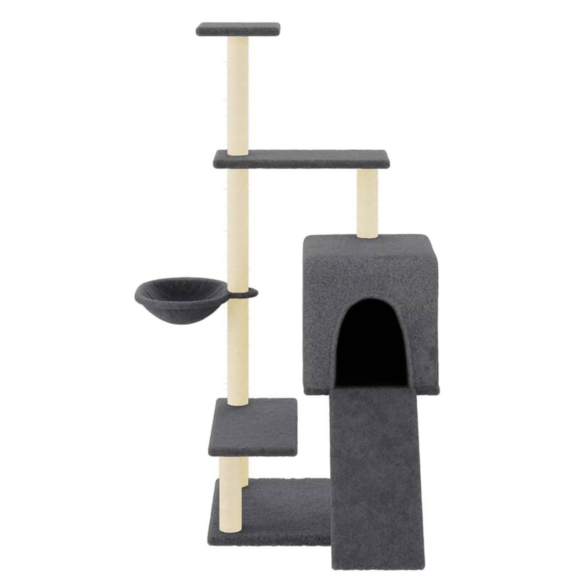 Voir la diapositive 3 : VIDAXL Arbre a chat avec griffoirs en sisal gris fonce 130,5 cm