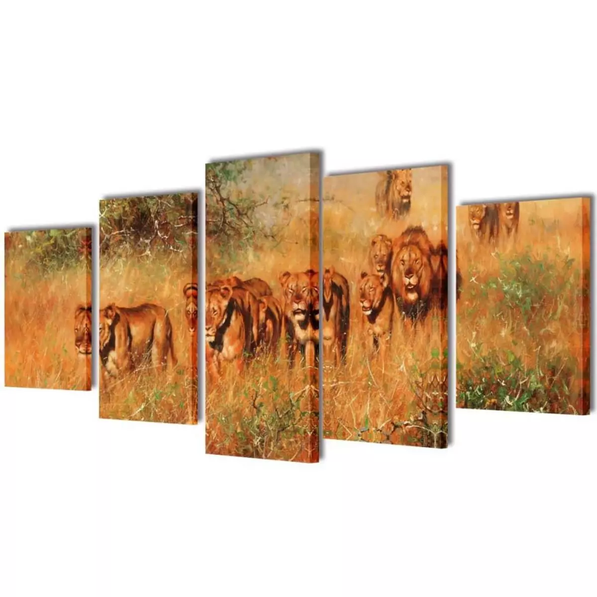 VIDAXL Set de toiles murales imprimees Lions 100 x 50 cm