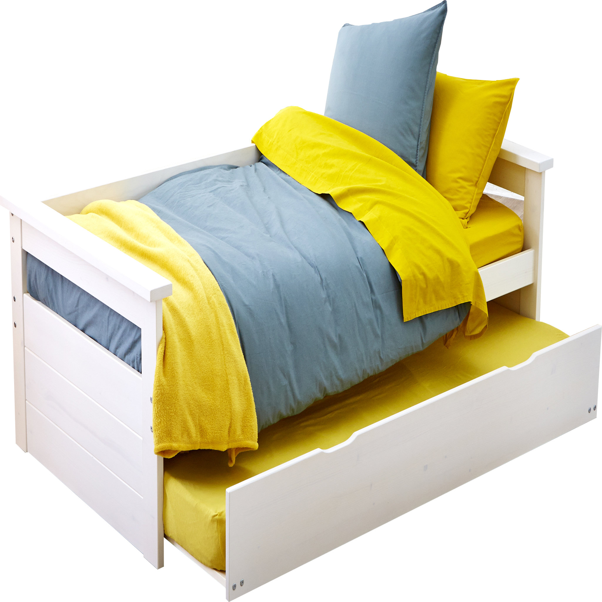 Voir la diapositive 3 : Lit  banquette gigogne en bois massif  2x90x190cm SANTA CRUZ