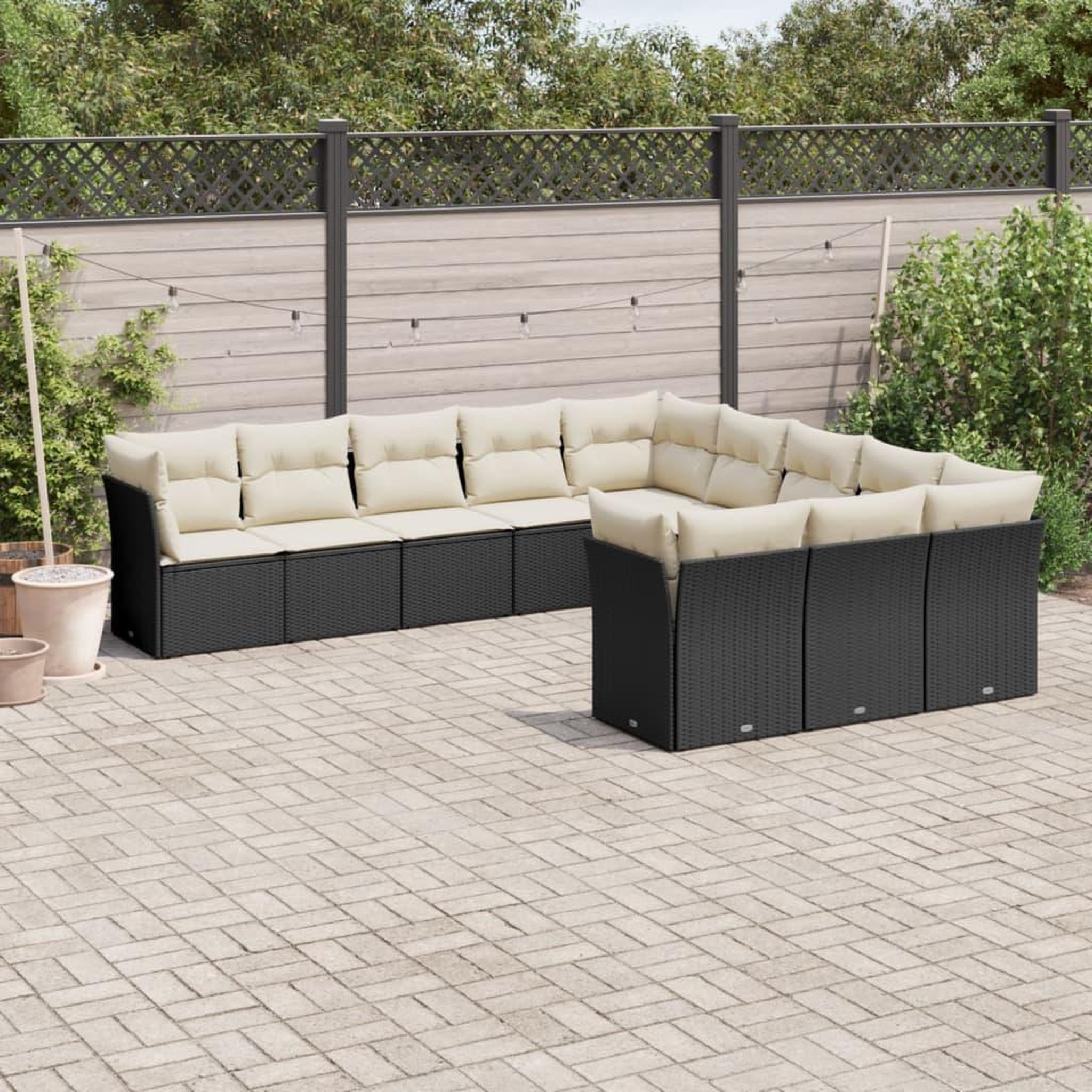 VIDAXL Salon de jardin 11 pcs avec coussins noir resine tressee