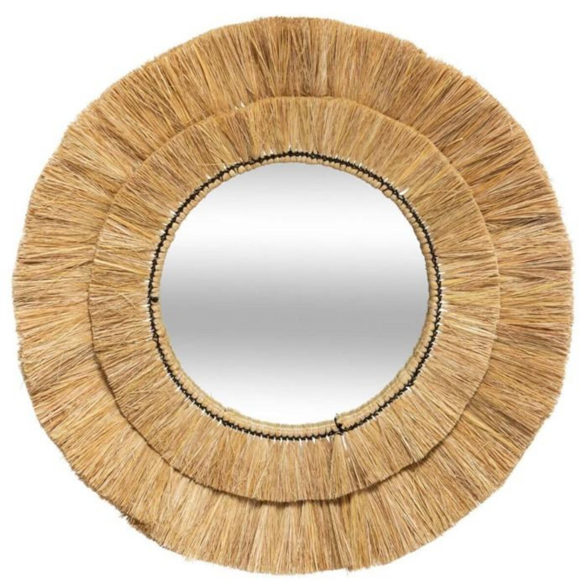 ATMOSPHERA Miroir Mural en Raphia Déco  Alba  57cm Beige