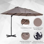 Voir la diapositive 6 : OUTSUNNY Parasol déporté grande taille XXL inclinable dim. 4,4L x 2,7l x 2,5H m piètement en acier inclus polyester marron