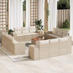 VIDAXL Salon de jardin avec coussins 13 pcs beige resine tressee