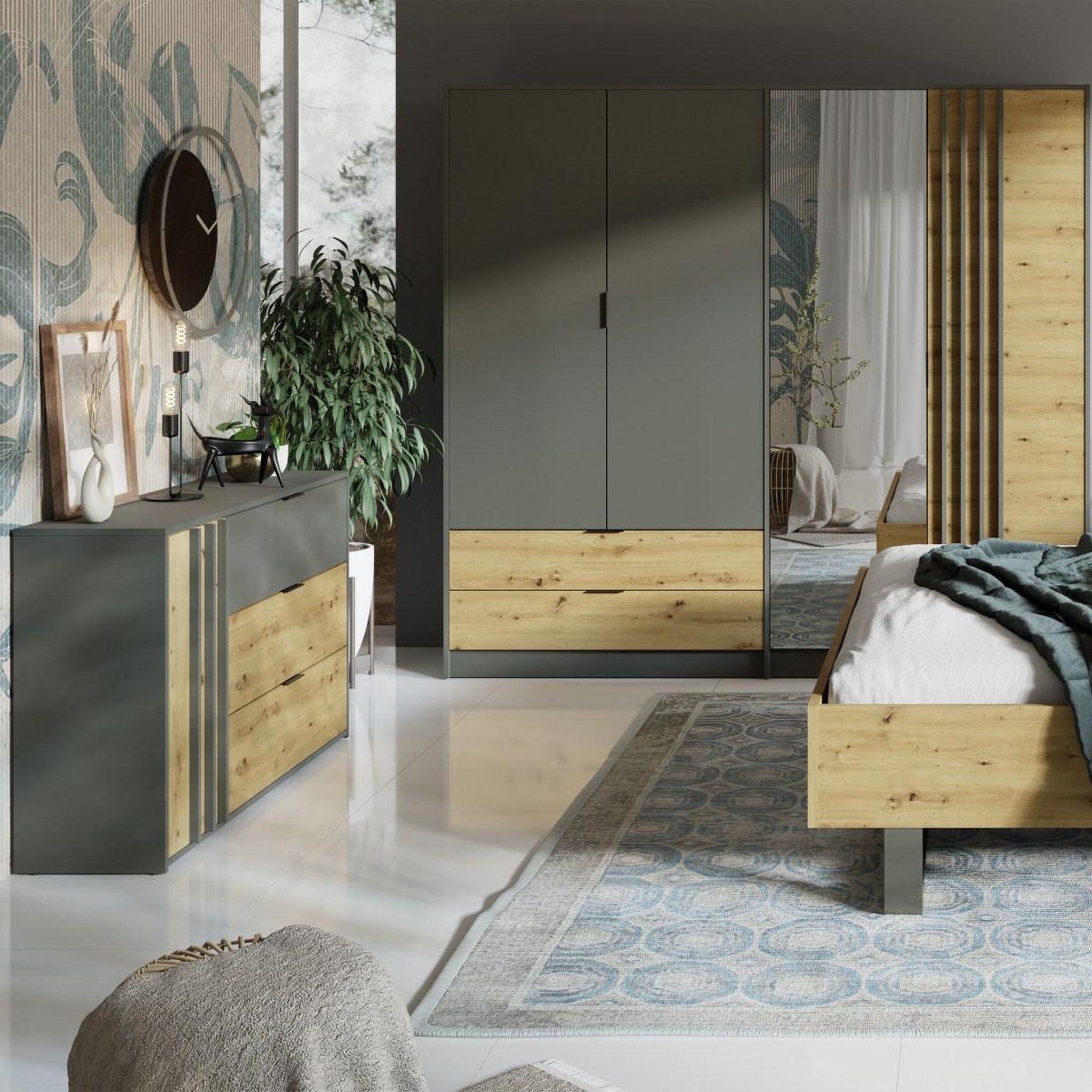 Voir la diapositive 5 : JLC KREATION Commode moderne en bois avec tiroirs murano