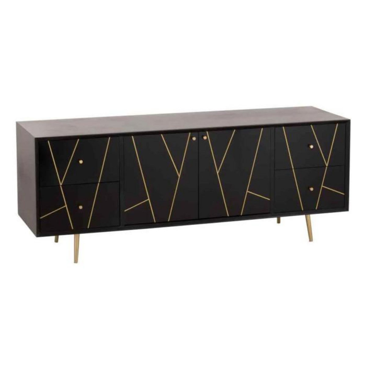 Paris Prix Buffet 4 Tiroirs & 2 Portes  Remina  150cm Noir & Or