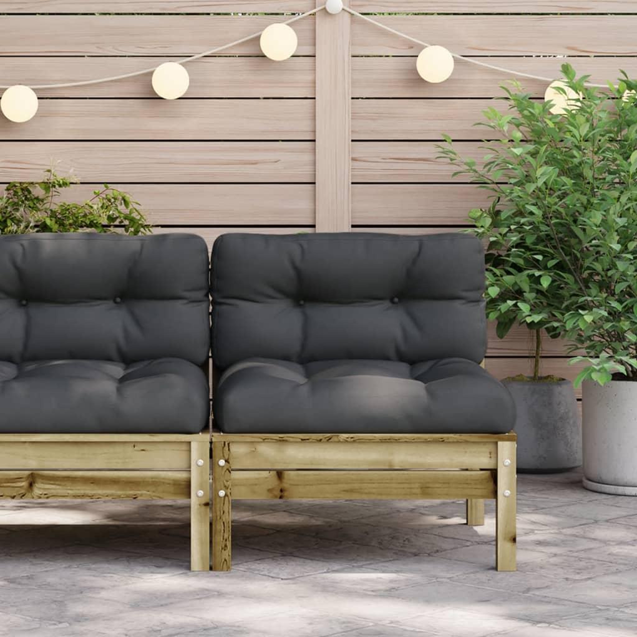Voir la diapositive 3 : VIDAXL Canape de jardin sans accoudoirs et coussins bois pin impregne