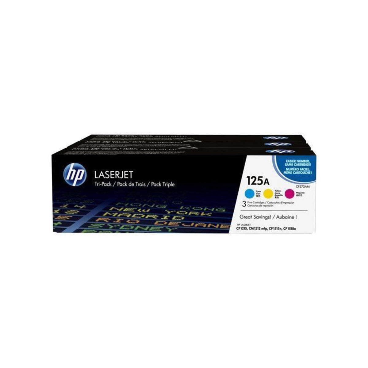 HP HP 125A pack de 3 toners cyan/magenta/jaune authentiques CF373AM pour HP Color LaserJet CM1312/CP1215/CP1217/CP1515/CP1518
