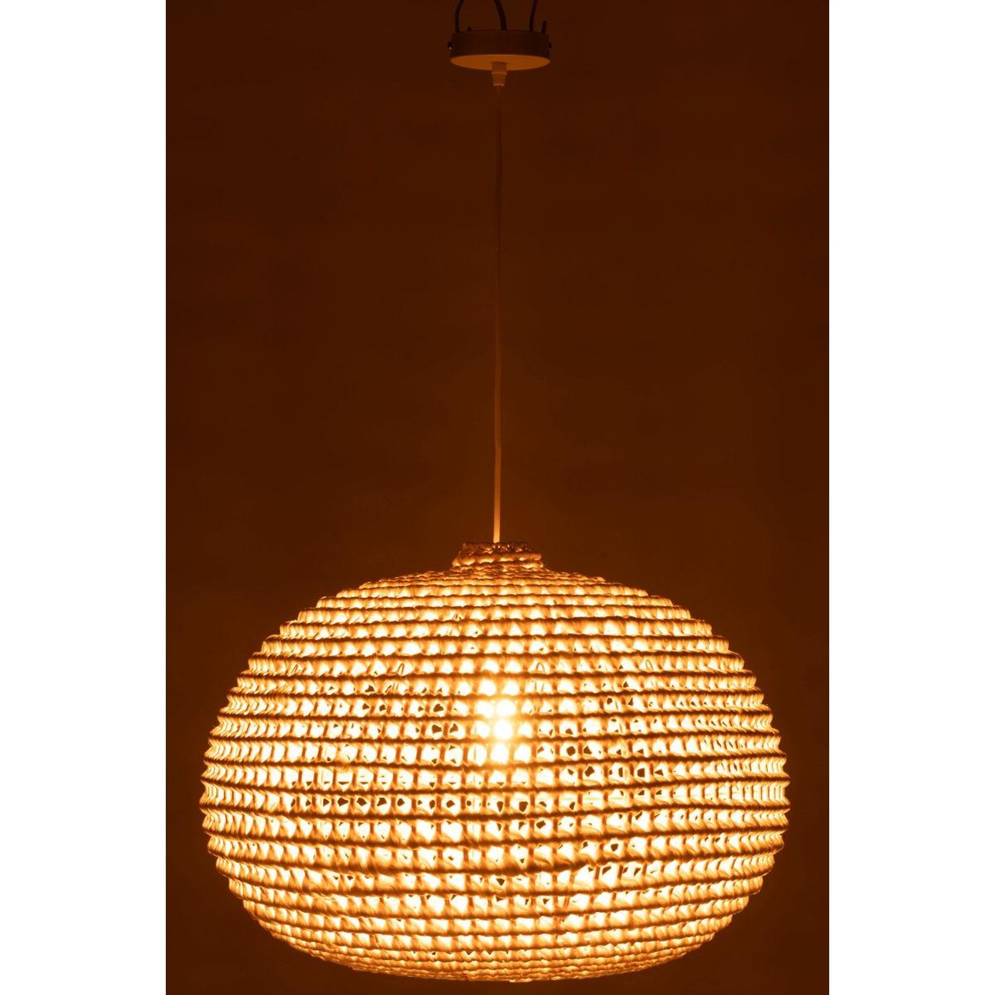 Voir la diapositive 3 : J-LINE Lampe suspension en métal  torsade  55cm blanc