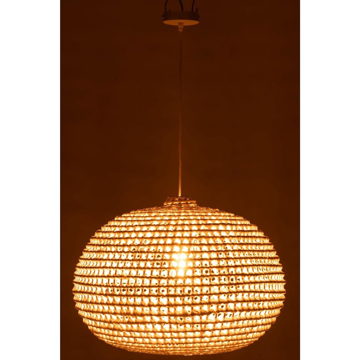 Paris Prix Lampe Suspension en Métal  Torsade  55cm Blanc
