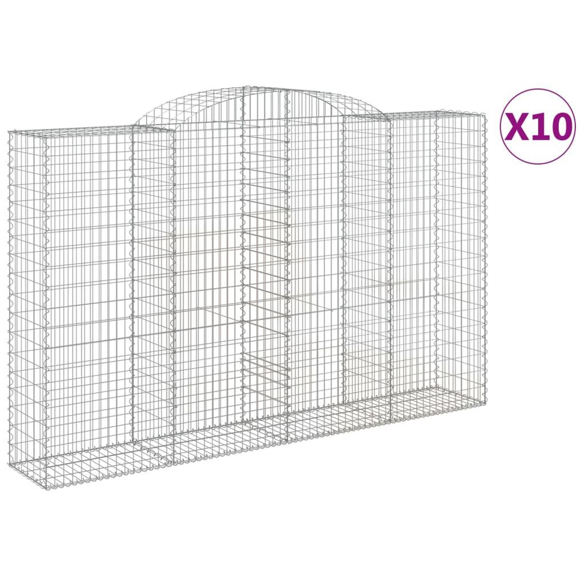 Voir la diapositive 2 : VIDAXL Paniers a gabions arques 10 pcs 300x50x180/200 cm fer galvanise