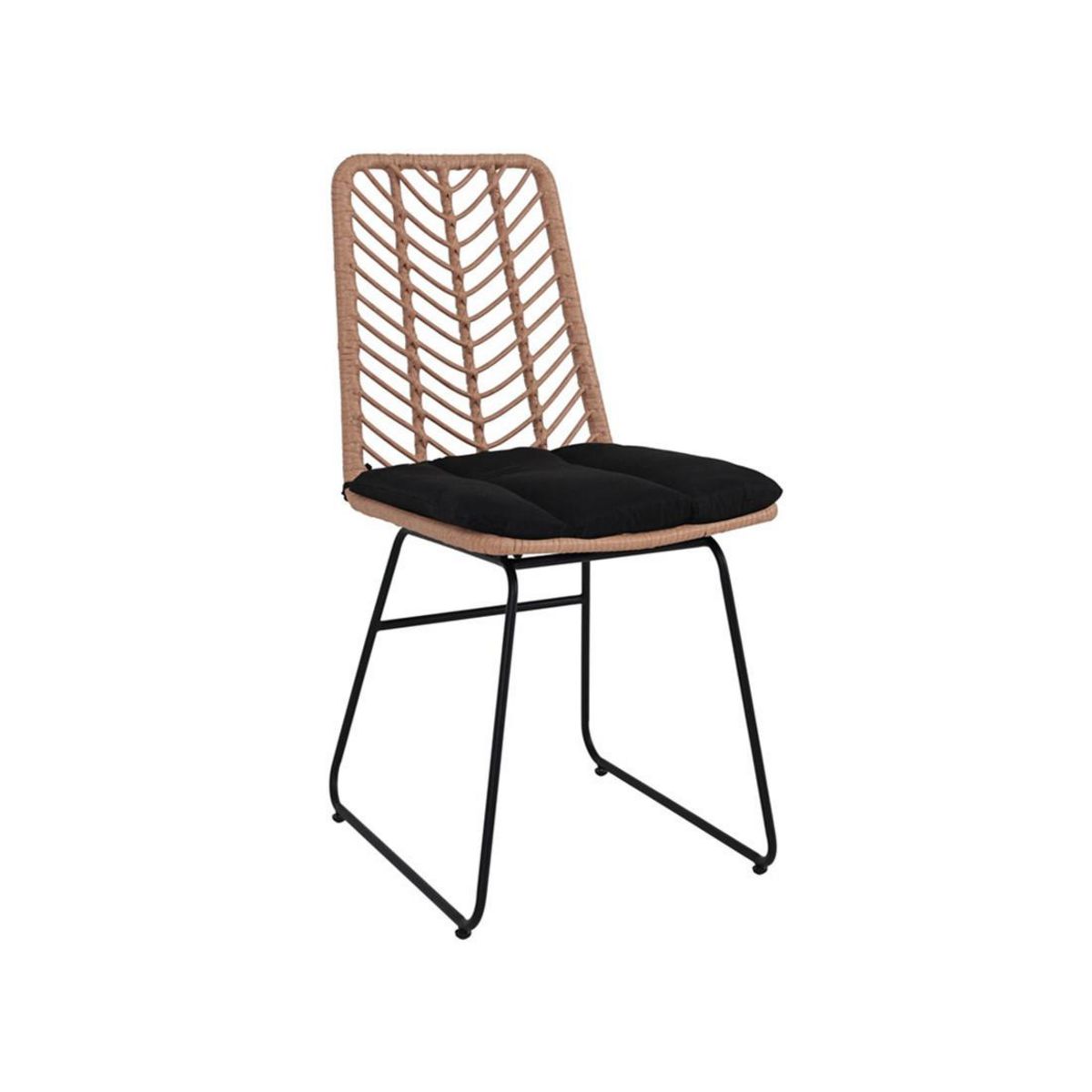 LISA DESIGN Forenza - lot de 4 chaises - effet rotin - coloris bois et noir