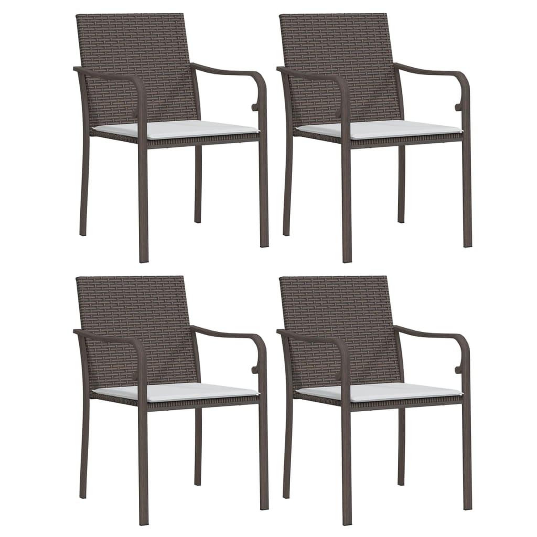 Voir la diapositive 4 : VIDAXL Ensemble a manger de jardin 5 pcs coussins resine tressee acier