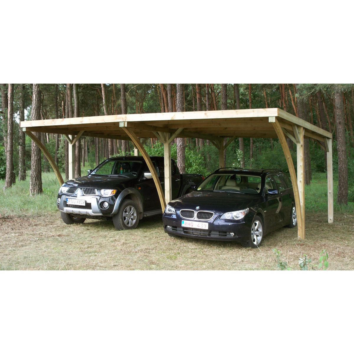 Carport toit plat - Bois traité autoclave - 2 voitures - Toit plat - 29,53 m² - CHOMES