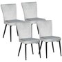HOMCOM Lot de 4 chaises de salon design piètement effilé incliné acier noir velours gris clair