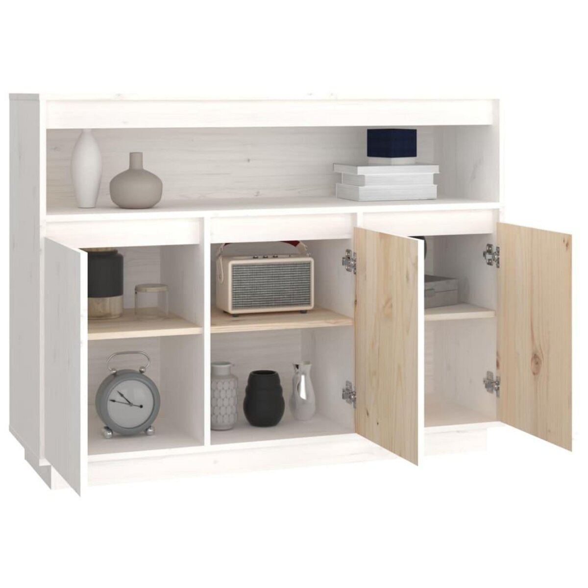 VIDAXL Buffet Blanc 104,5x34x80 cm Bois massif de pin