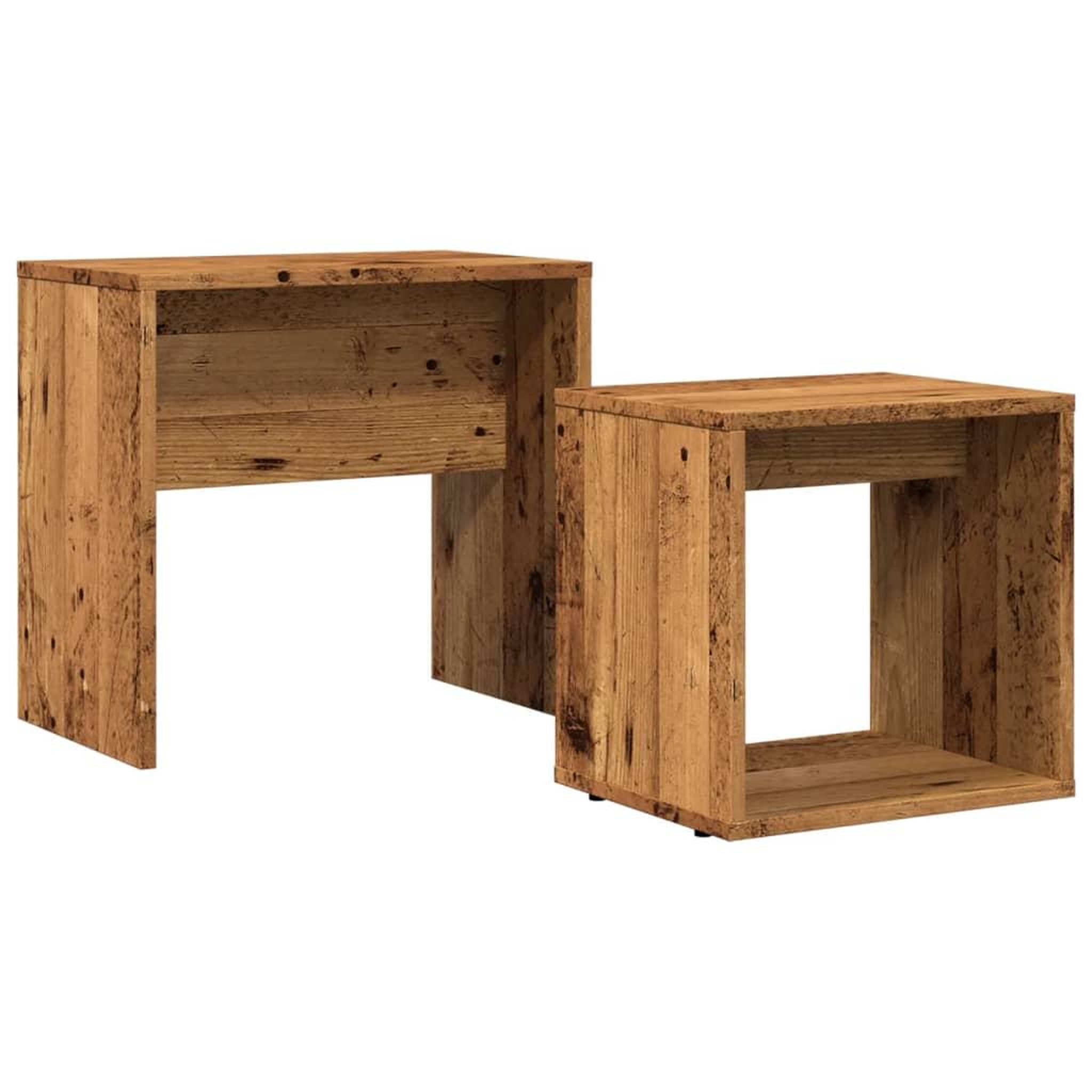 Voir la diapositive 2 : VIDAXL Tables basses gigognes 2 pcs vieux bois bois d'ingenierie
