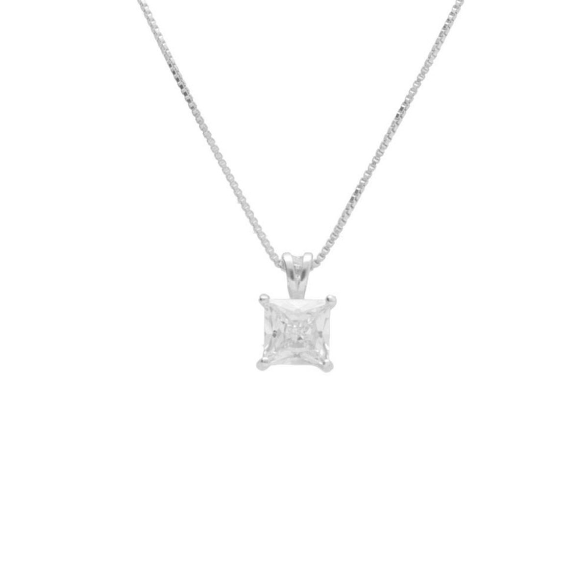 L'ATELIER D'AZUR Collier Argent 925/000 Rhodié - Pendentif Solitaire Zirconiums