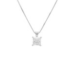L'ATELIER D'AZUR Collier Argent 925/000 Rhodié - Pendentif Solitaire Zirconiums