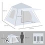 OUTSUNNY Tente de camping automatique pop up 2-3 pers. - porche, sac de transport - dim. 210L x 210l x 150H cm - gris clair