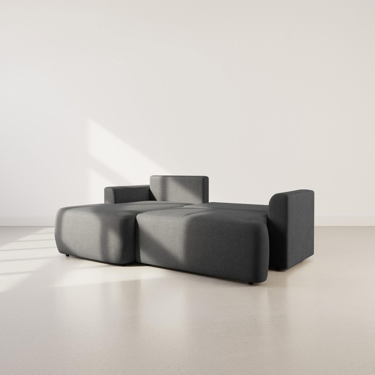 BEST MOBILIER Candela - canapé d'angle gauche 4 places - convertible avec coffre - en tissu bouclette