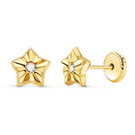 L'ATELIER D'AZUR Boucles d'Oreilles Or 18 Carats 750/000 Jaune Motif Etoile - Fille